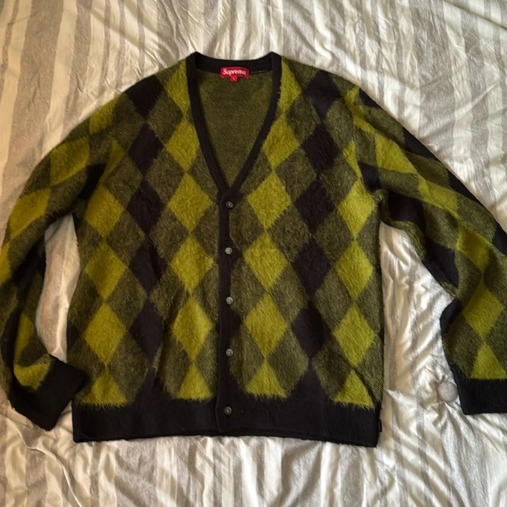Supreme brushed argyle cardigan men’s L - Picture 1 of 3